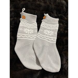 Grey  white stocking  snowflake Enchanted Forest Nordic sweater knit Christmas